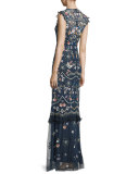 Butterfly Garden Embellished Maxi Dress, Bleach Indigo