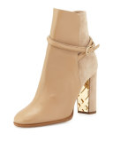 Shola Leather & Suede Ankle Boot, Light Nude