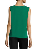 Sleeveless Wool Long Tank, Emerald