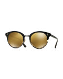 Spelman Mirrored Sunglasses, Black/Brown Gold