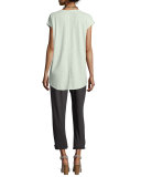 Hemp Twist Tapered Ankle Pants, Bark 