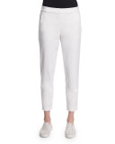 Crosby Zipper-Cuff Ankle Pants, Blanc 