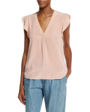 Lucilia Denim Paperbag-Waist Pants, Sea Wash