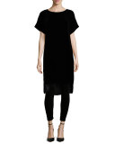 Short-Sleeve Washable Velvet Step Dress 