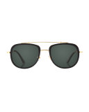 Breton 24K Gold-Plated Aviator Sunglasses, Black