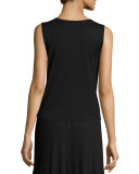 Silk/Cashmere Crewneck Shell, Black
