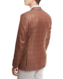 Plaid Wool Two-Button Sport Coat, Rust