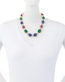 Rubellite, Emerald & Tanzanite Station Necklace in 18K Yellow Gold, 18"