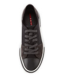 Canvas & Suede Low-Top Sneaker, Black