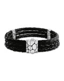 Kali Black Woven Leather Triple-Row Bracelet