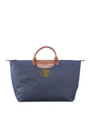 Le Pliage Large Monogram Travel Tote Bag, New Navy