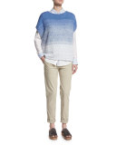 Twill Boyfriend Trousers, Light Khaki