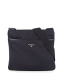 Nylon Crossbody Messenger Bag, Navy