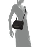 Intrecciato Medium Flap-Tab Bag, Black