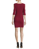 Josefina Cold-Shoulder Ribbed Dress, Wine