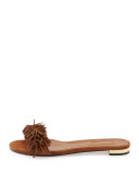 Wild Thing Suede Flat Slide Sandal, Brown