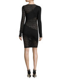 Long-Sleeve Mesh-Inset Dress