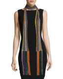 Skinny Metallic Fringe Scarf, Multicolor