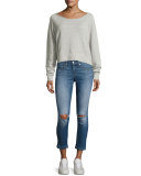 Cropped Skinny Jeans with Released Hem, Midland