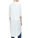 Mandarin-Collar Calf-Length Shirt, Black