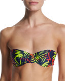 Maxime Palm-Print Bandeau Swim Top