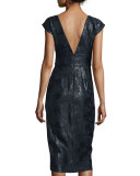 Cap-Sleeve Modified Wrap Dress