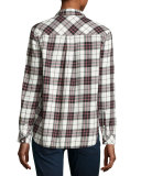 Lilya Plaid Flannel Shirt, White/Red