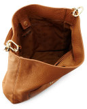 Britten Pebbled Leather Hobo Bag, Bark