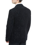 Jacquard Paisley-Print Evening Jacket, Black