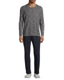 Cashmere-Blend Melange Long-Sleeve Shirt, Black/White
