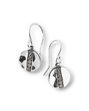 Sterling Silver Senso Mini Disc Drop Earrings with Diamonds