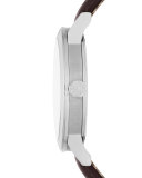 Check-Dial Watch with Leather Strap 