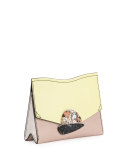 New Small Colorblock Clutch Bag, Optic White/Pale Citrus/Sand
