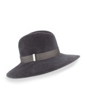 Requiem Wool Wide-Brim Fedora Hat, Slate