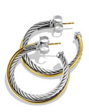 Crossover Medium Hoop Earrings with Gold