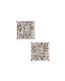 18K White Gold Square Diamond Cluster Earrings 