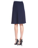 Micro Boucle Knit Flared Skirt, Navy