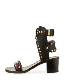 Jaeryn Studded Leather 50mm Sandal, Black