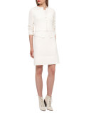 Wool Crepe Double-Hem Dress, Moonstone Ivory