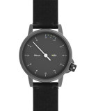 M24 Stainless Steel Watch with Leather Strap, Black