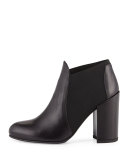 Slipup Leather Chunky-Heel Bootie, Nero