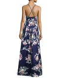 V-Neck Floral-Print Ball Gown 