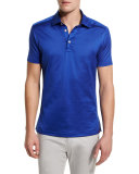Solid Sateen Polo Shirt, Royal Blue