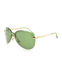 Baby Monochromatic Aviator Sunglasses, Gold/Green