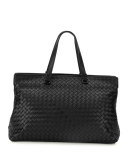 Intrecciato Large Accordion Tote Bag, Black