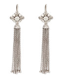 18k White Gold Round, Pear, & Pave Diamond Earrings with Detachable Tassel