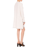Knotted-Neck Long-Sleeve Dress
