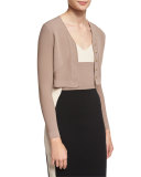 Button-Front Cropped Cardigan, Putty