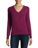 Long-Sleeve V-Neck Cashmere Top
