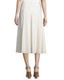 Studded Paneled Midi Skirt, Cream